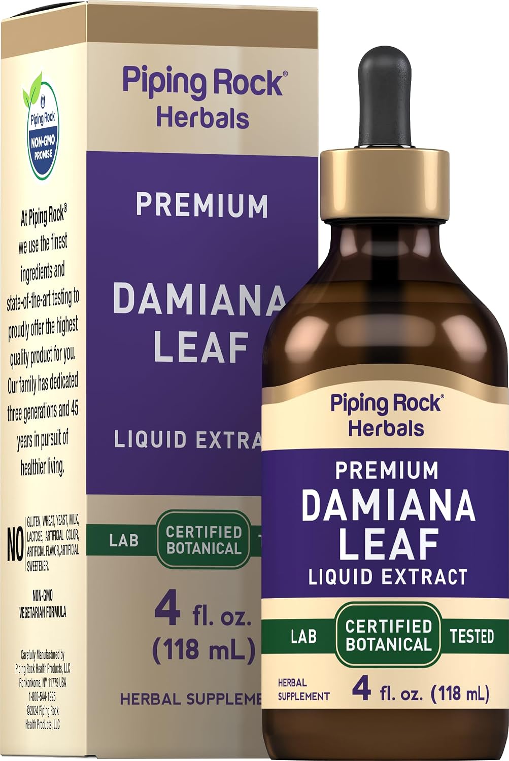 Piping Rock Damiana Leaf Herb Tincture | 118 ml | Liquid Extract Drops | Vegetarian & Alcohol-Free - görsel 1