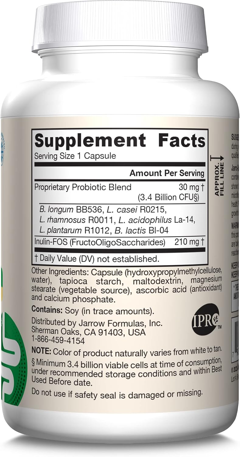 Jarrow Formulae Jarro-Dophilus + FOS - 3.4 Billion CFU Per Serving - Prebiotic & Probiotic Supplement for Gut & Immune Support - 300 Vegetarian Capsules - görsel 9