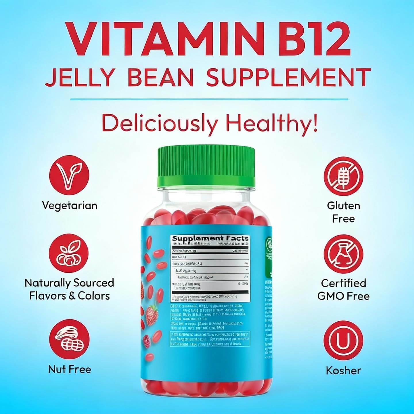 Human Beanz Methylated Vitamin B12 Jelly Bean Gummies - 120 Count - görsel 7