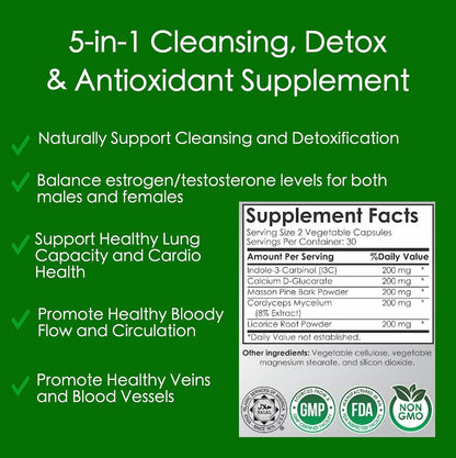 Anathapindika Super System Booster - 5-in-1 Formula with Indole-3-Carbinol, Cordyceps, Pine Bark & More