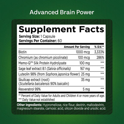 Advanced Brain Power - Supports Focus, Concentration and Mental Clarity