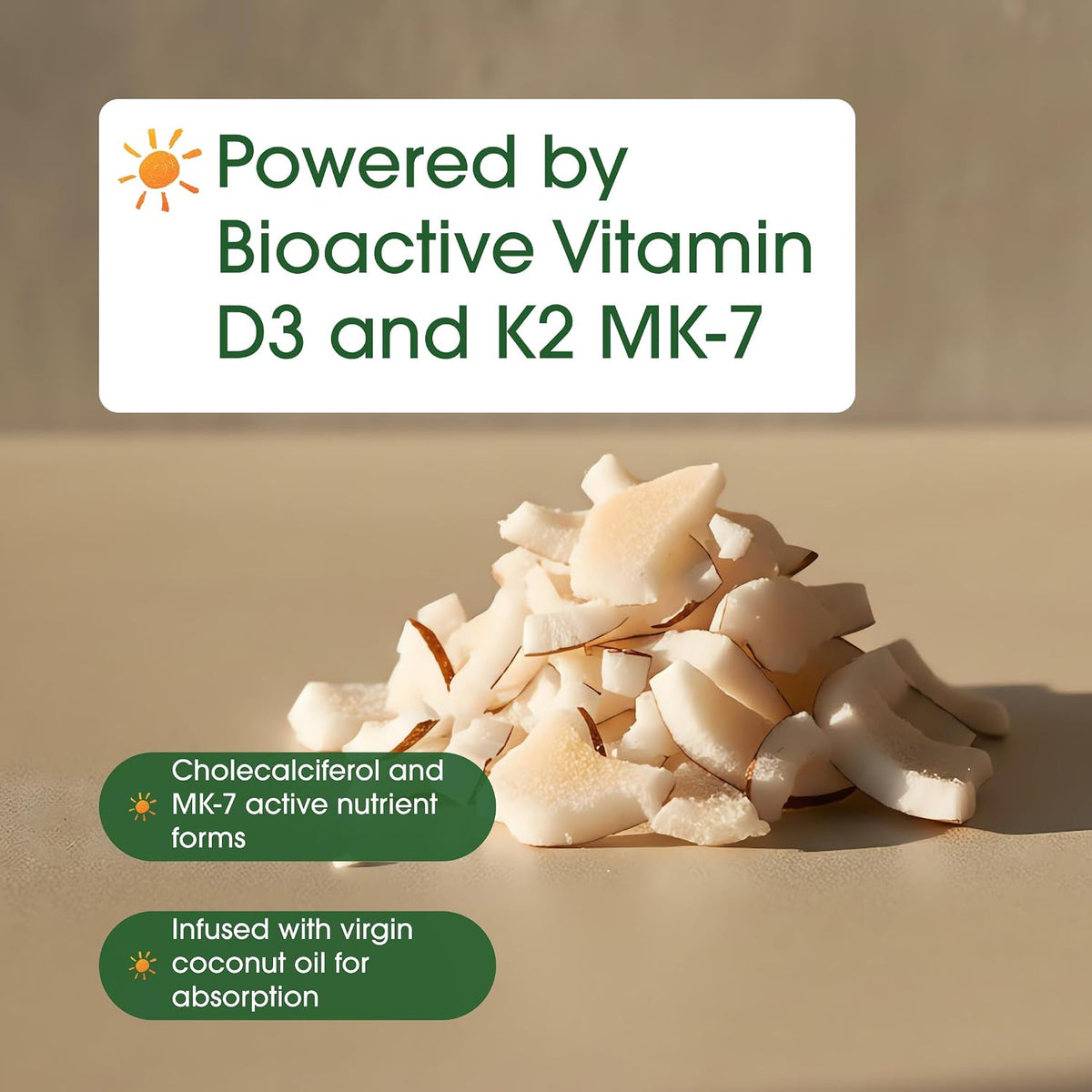 NatureBell Vitamin D3 K2 Supplement - 5000 IU D3 & 100mcg K2 MK-7 with Coconut Oil - 240 Softgels - görsel 6