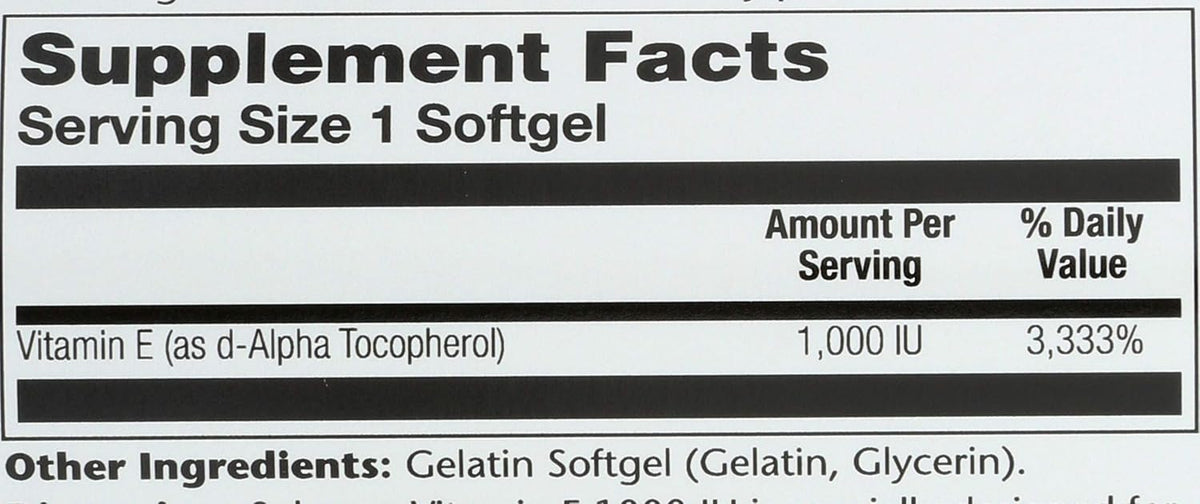 Solaray E-1000 d-Alpha Tocopherol 1000 IU - 60 Softgels - görsel 4