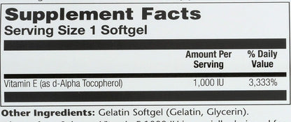 Solaray E-1000 d-Alpha Tocopherol 1000 IU - 60 Softgels