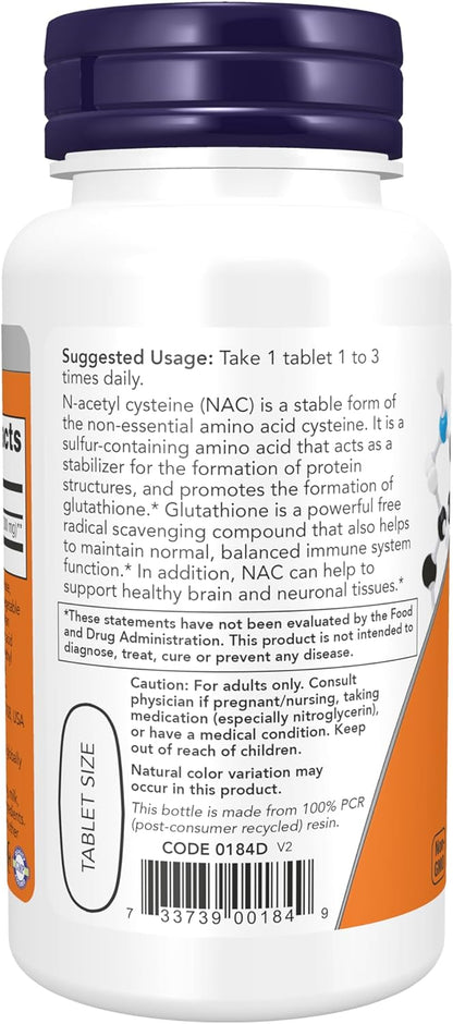 NOW Foods Supplements, NAC (N-Acetyl-Cysteine) 1,000 mg, Free Radical Protection, 60 Tablets
