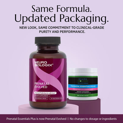 Neurobiologix Prenatal Evolved: Complete Prenatal Multivitamin with Methylated Folate, Iron, Choline – Gentle Absorption for Pregnancy & Postnatal, 90 Capsules