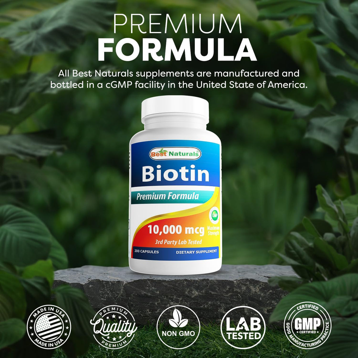 Best Naturals High Strength Biotin 10,000 mcg, 200 Capsules - görsel 5