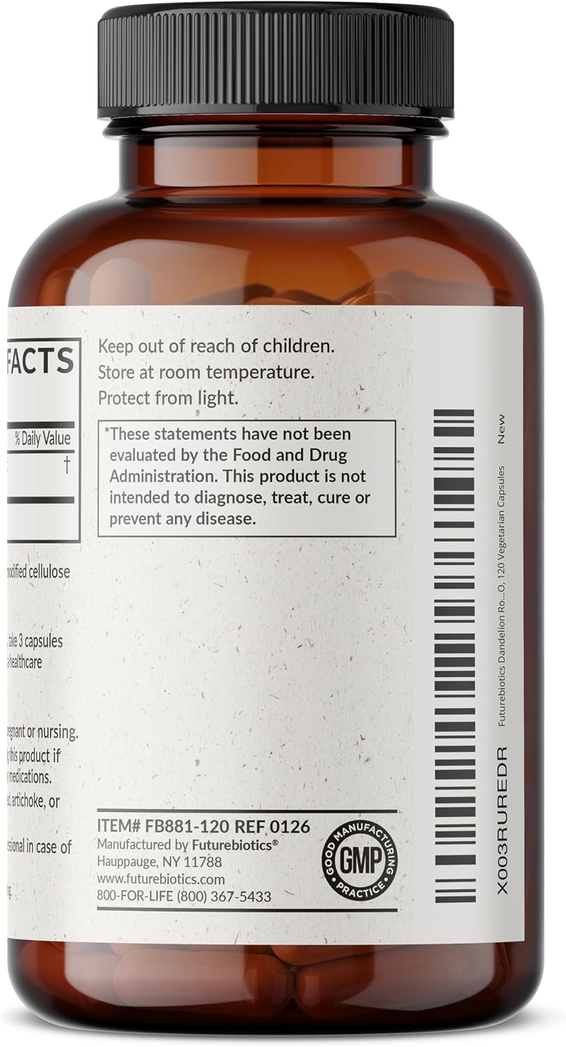 Futurebiotics Dandelion Extract Traditional Diuretic Herb, Non-GMO, 120 Vegetarian Capsules - görsel 5