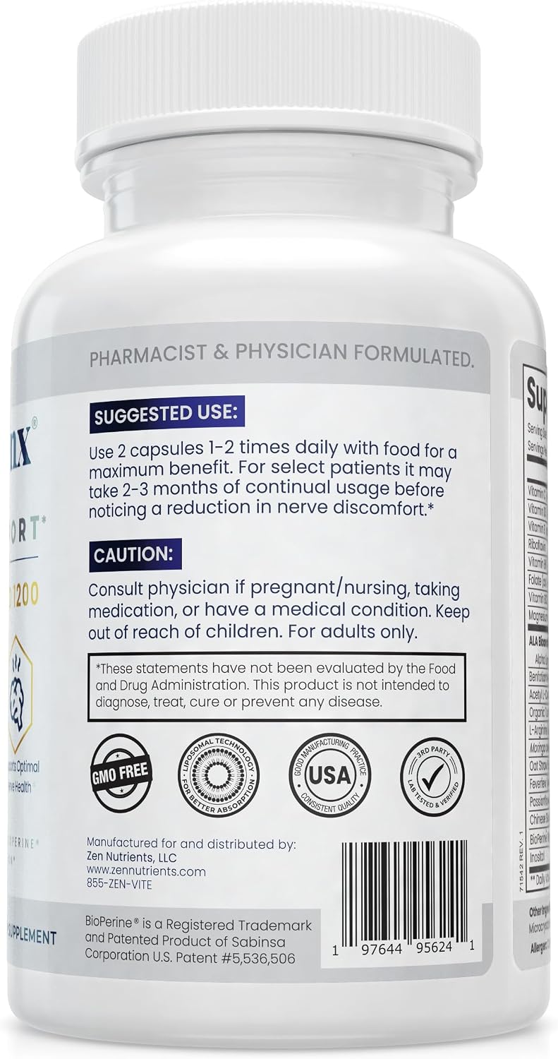 Zen Nutrients NeuraZenX | Advanced Nerve Support Supplement with 1200mg Alpha Lipoic Acid - görsel 8