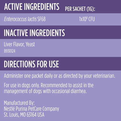 Purina Pro Plan Veterinary Supplements FortiFlora Probiotic Powder for Dogs, 30 Sachets