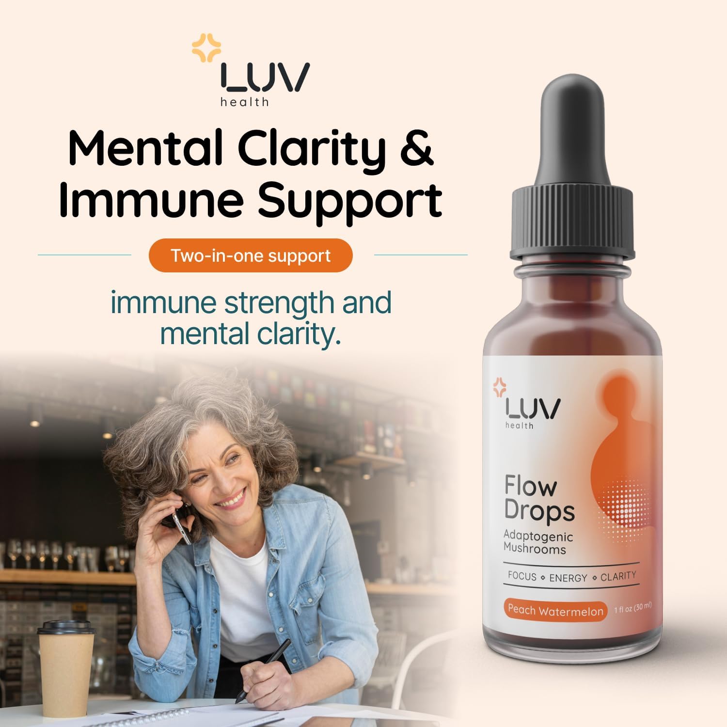 Flow Drops® – Energy Support for Focus, Mental Clarity & Immune Health with Adaptogenic Mushrooms – Lion’s Mane, Cordyceps, Reishi, Chaga & Turkey Tail – Vegan, Made in USA – 90 Servings - görsel 4