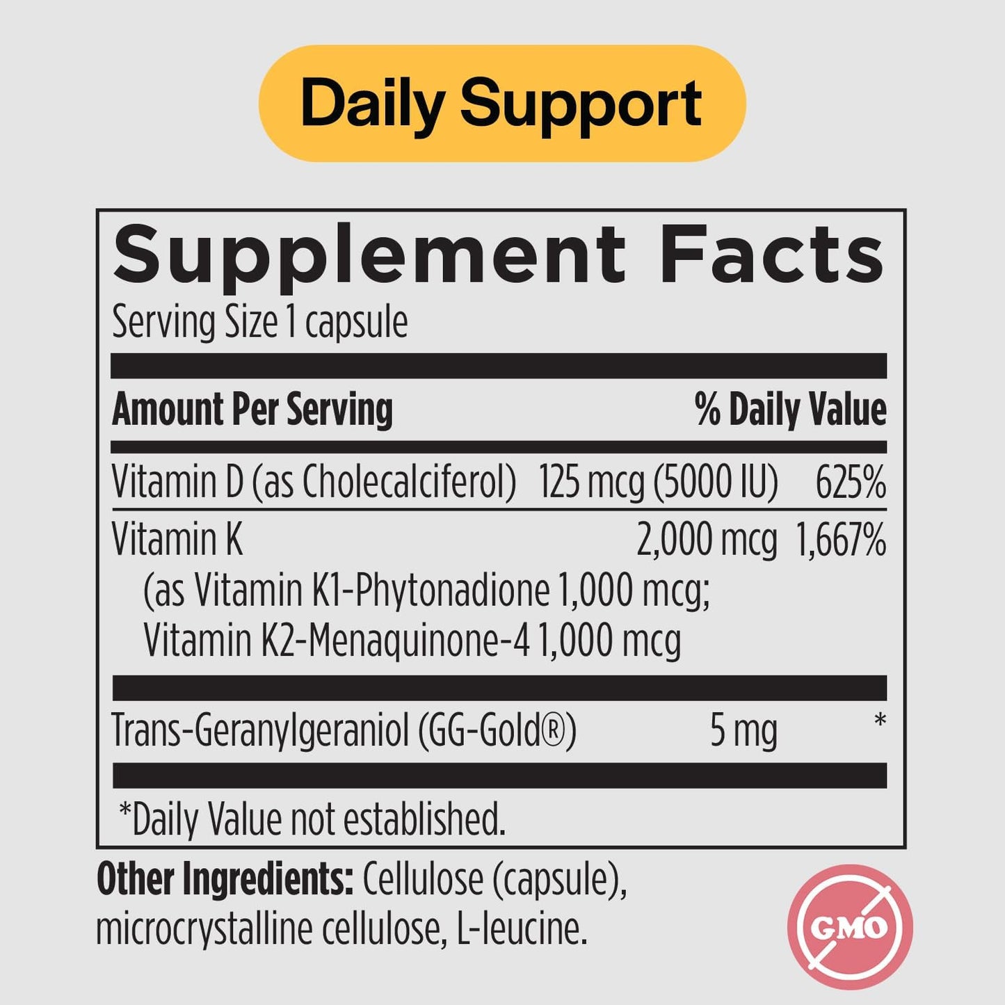 PureFormulas Vitamin D3 K2 5000 IU Supplement - Calcium Absorption, Bone & Immune Support, Soya-Free, Non-GMO, 60 Vegetarian Capsules - görsel 2