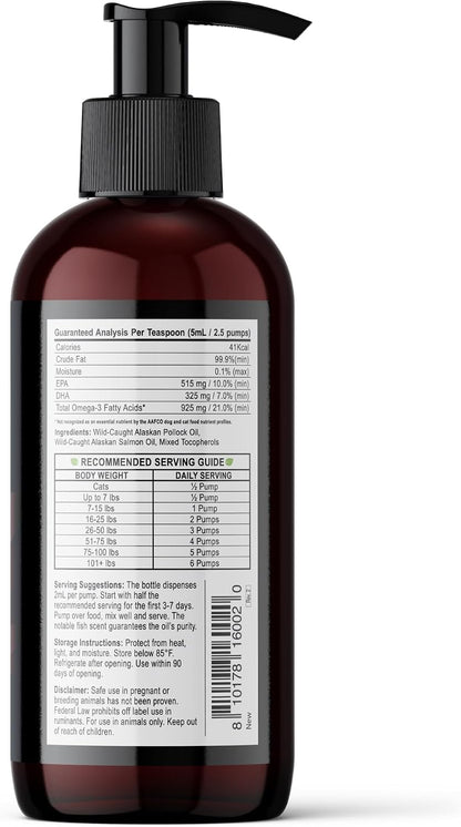 Wild Alaskan Salmon Oil for Dogs | Liquid Omega-3 with Pump | 240 ml