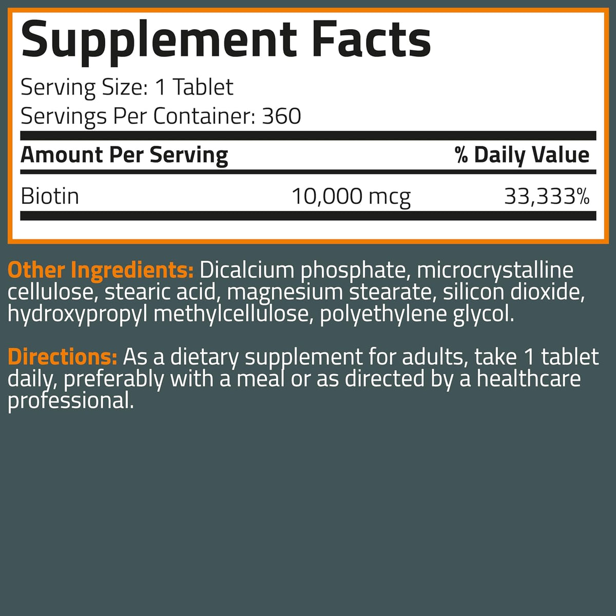 Bronson Biotin 10,000mcg, 360 Tablets - Contributes to Normal Hair, Skin & Nails - görsel 6
