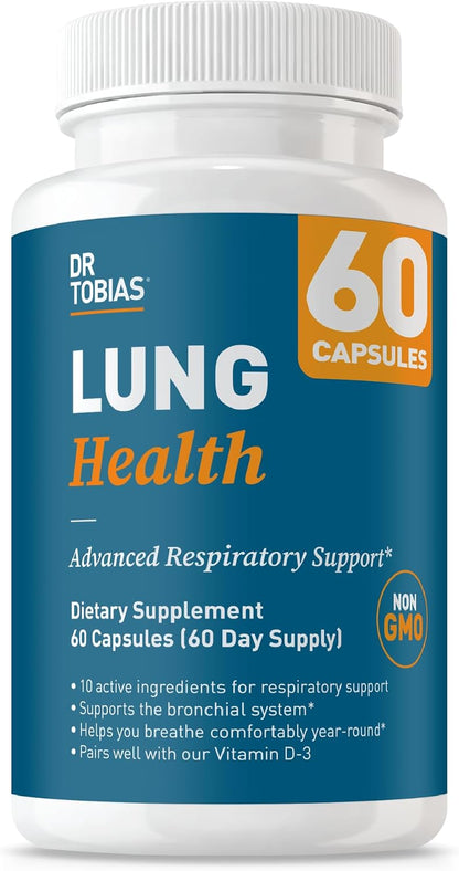Dr. Tobias Lung Support Supplement – Lung Health with Vitamin C, Butterbur, Quercetin and Bromelain (60 Capsules)