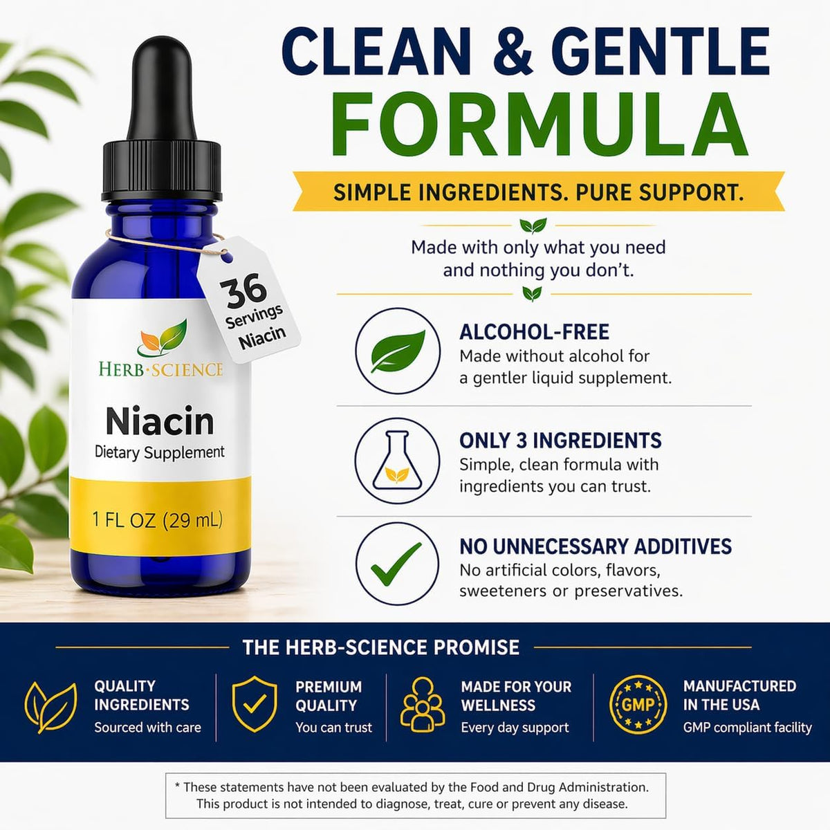 Herb-Science Liquid Vitamin B3 (Niacin) Drops, 30 ml (36 Servings) – Alcohol-Free Niacin Supplement for Energy-Yielding Metabolism Support - görsel 6