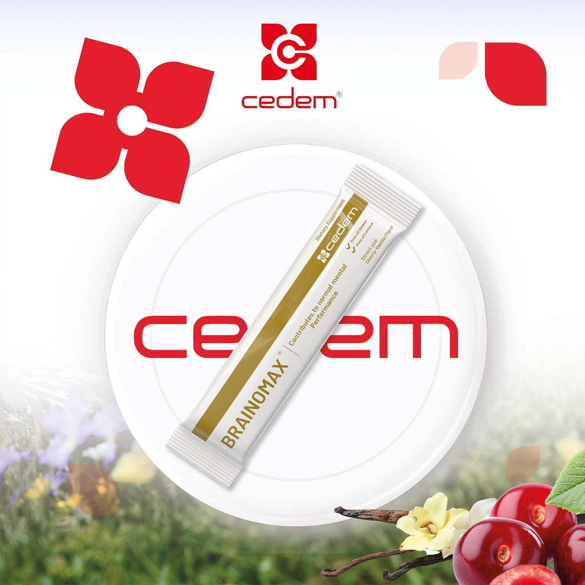 CEDEM Switzerland BRAINOMAX 20 Powder Sticks, Brain Booster Supplement, Cherry-Vanilla Flavour with Citicoline, N-Acetyl-L-Carnitine, Nootropic Brain Supplements for Memory and Focus, Cognitive Support - görsel 8