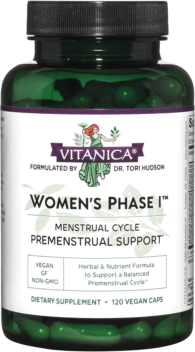 Vitanica Women's Phase I – Premenstrual Support, Vegan, 120 Capsules - görsel 1
