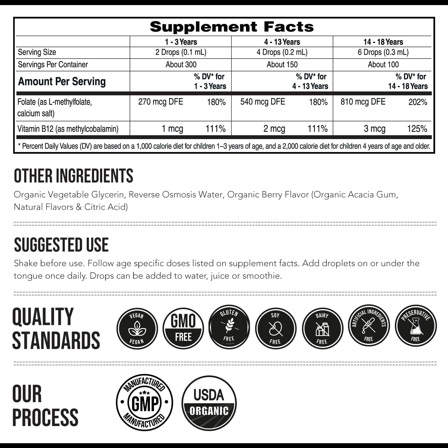 Organic Kids L-Methylfolate + Methyl B12 Cofactor - MTHFR Sublingual Form - 5-MTHF, Superior Form of Folate - Adjustable Dosage for All Ages - Mood, Behaviour, Cognition - Organic Berry Flavour, 30 ml - görsel 7