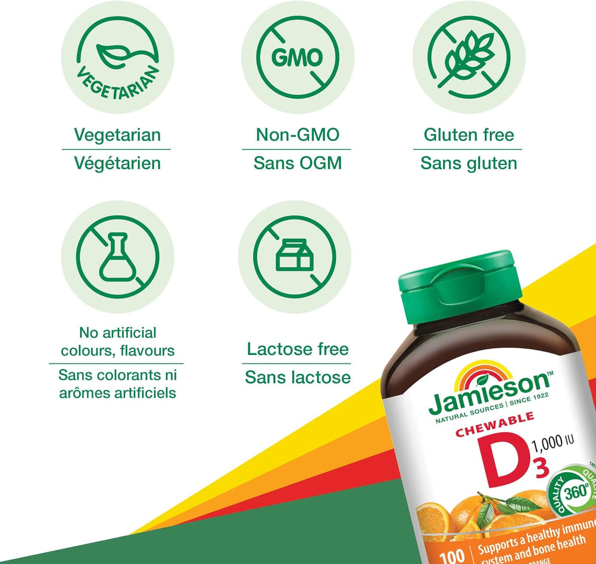 Jamieson Natural Tangy Orange Chewable Vitamin D3 1000 IU 100 Tablets - görsel 4