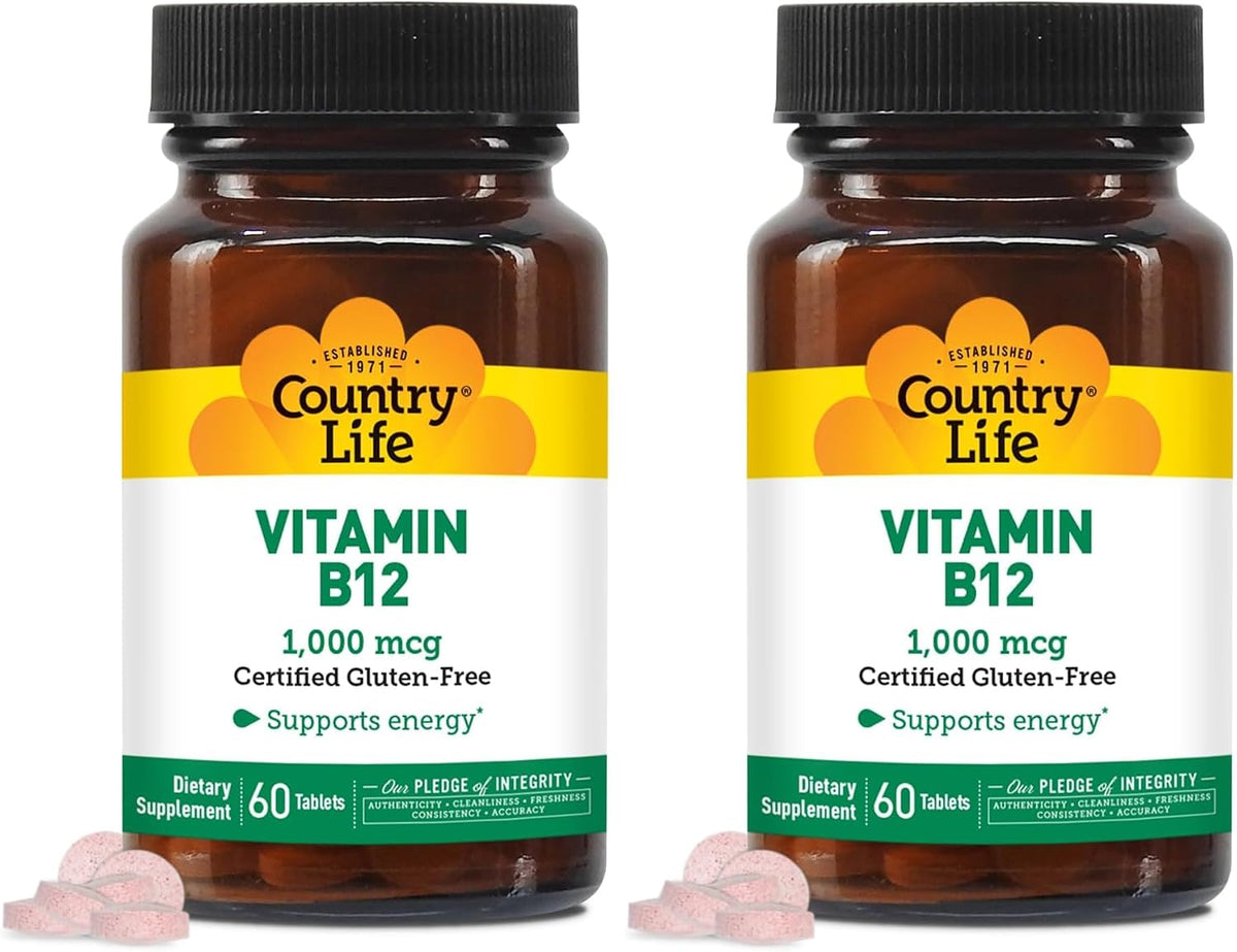 Country Life Vitamin B12 1000 mcg - Vegan & Gluten-Free Food Supplement for Energy and Brain Health - görsel 9