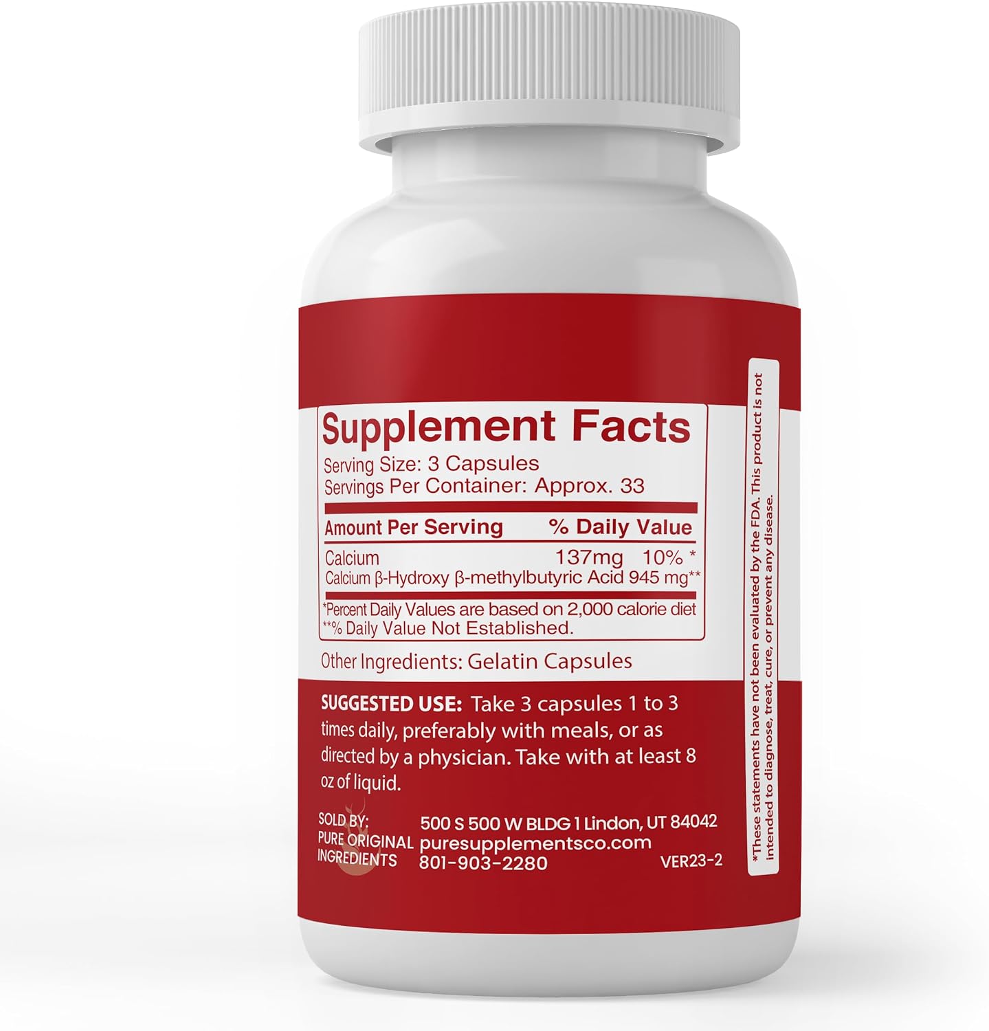 Pure Original Ingredients HMB, 100 Capsules - görsel 3
