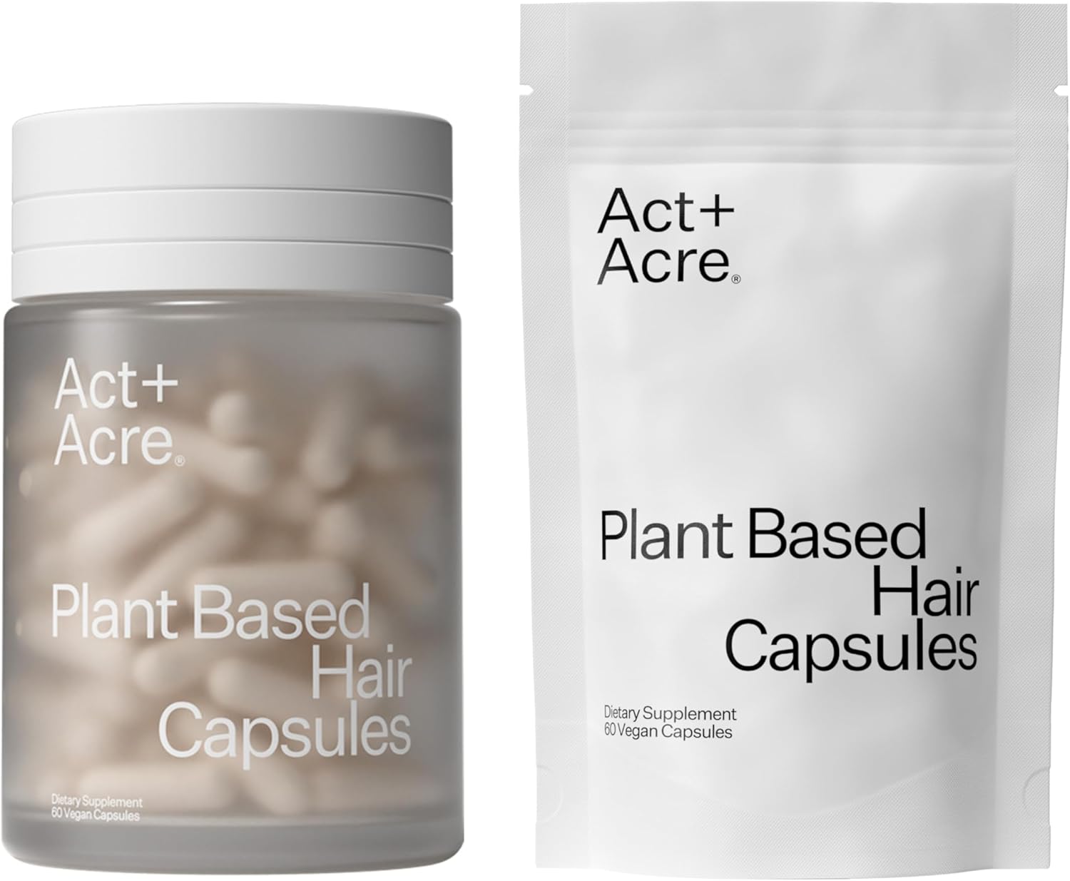 ACT+ ACRE Thick + Full Hair Capsules | Hair Supplement for Thicker, Fuller-Looking Hair | Bamboo, Horsetail, Biotin, Vitamin C | Vegan, Gluten-Free | 60 Capsules - görsel 1