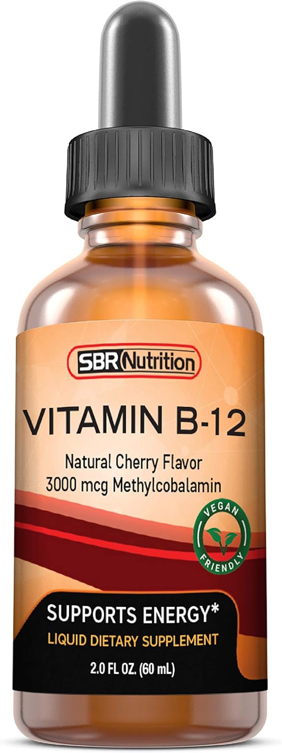 SBR Nutrition Vitamin B12 Sublingual Liquid Drops - Methylcobalamin, 3000mcg, Vegan, Non-GMO - görsel 1