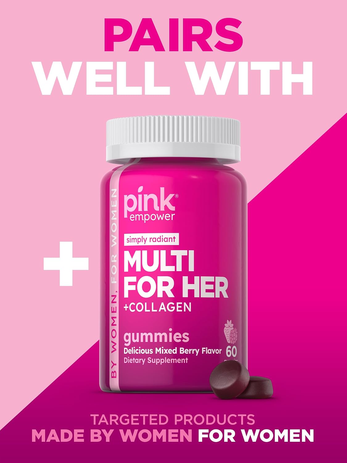 PINK Biotin Gummies for Women – 2,500 mcg – 60 Count – Hair, Skin & Nails Support – Fruit Flavour – Non-GMO & Gluten-free - görsel 5