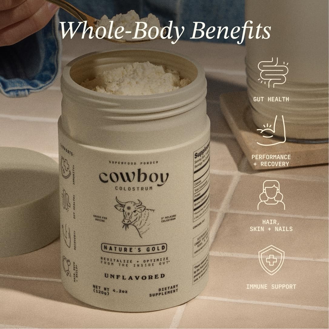 Cowboy Colostrum Powder - First 24-Hour Milking, Whole, Grass-Fed, Unflavoured (40 Servings) - görsel 4