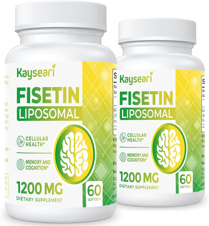 Kayseari Fisetin 1200mg Liposomal Fisetin Supplements | 98% Pure Fisetin Polyphenols | Antioxidants | Immunity | Healthy Ageing | Cognitive Support | Non-GMO | 120 Capsules