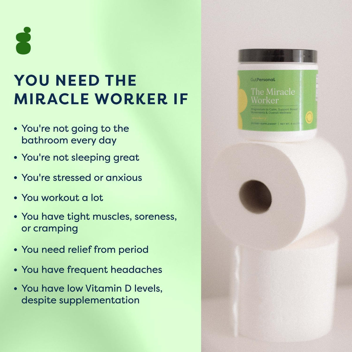 GutPersonal The Gut Fix™ Bundle: The Miracle Worker Magnesium Powder Supplement, Strawberry Flavour, 30 Servings + The Booster Targeted Probiotic, Capsule, 60 Servings - görsel 8