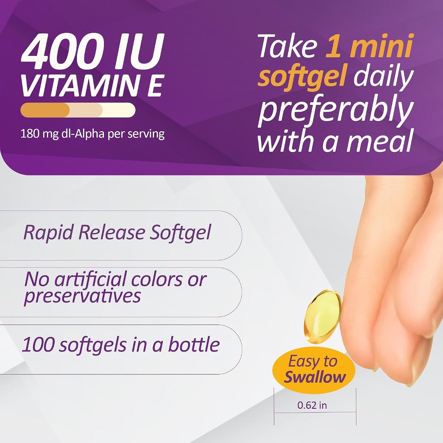 Prati Donaduzzi Vitamin E 100 Soft gel capsules 400 IU (180 mg dl-Alpha) - görsel 4