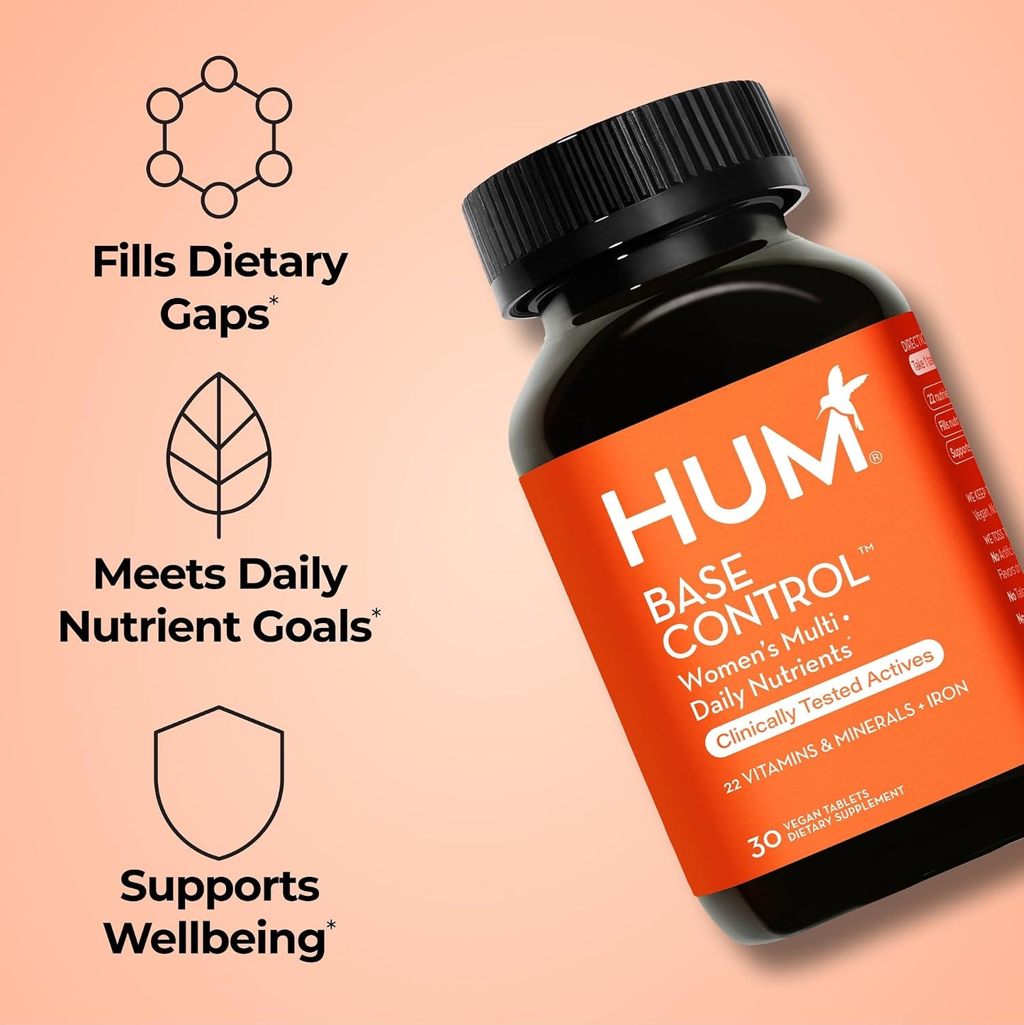 HUM Base Control Multivitamin for Women – Daily Multivitamin with Vitamin C, Iron, Biotin, Zinc, B Complex (30 Capsules) - görsel 2