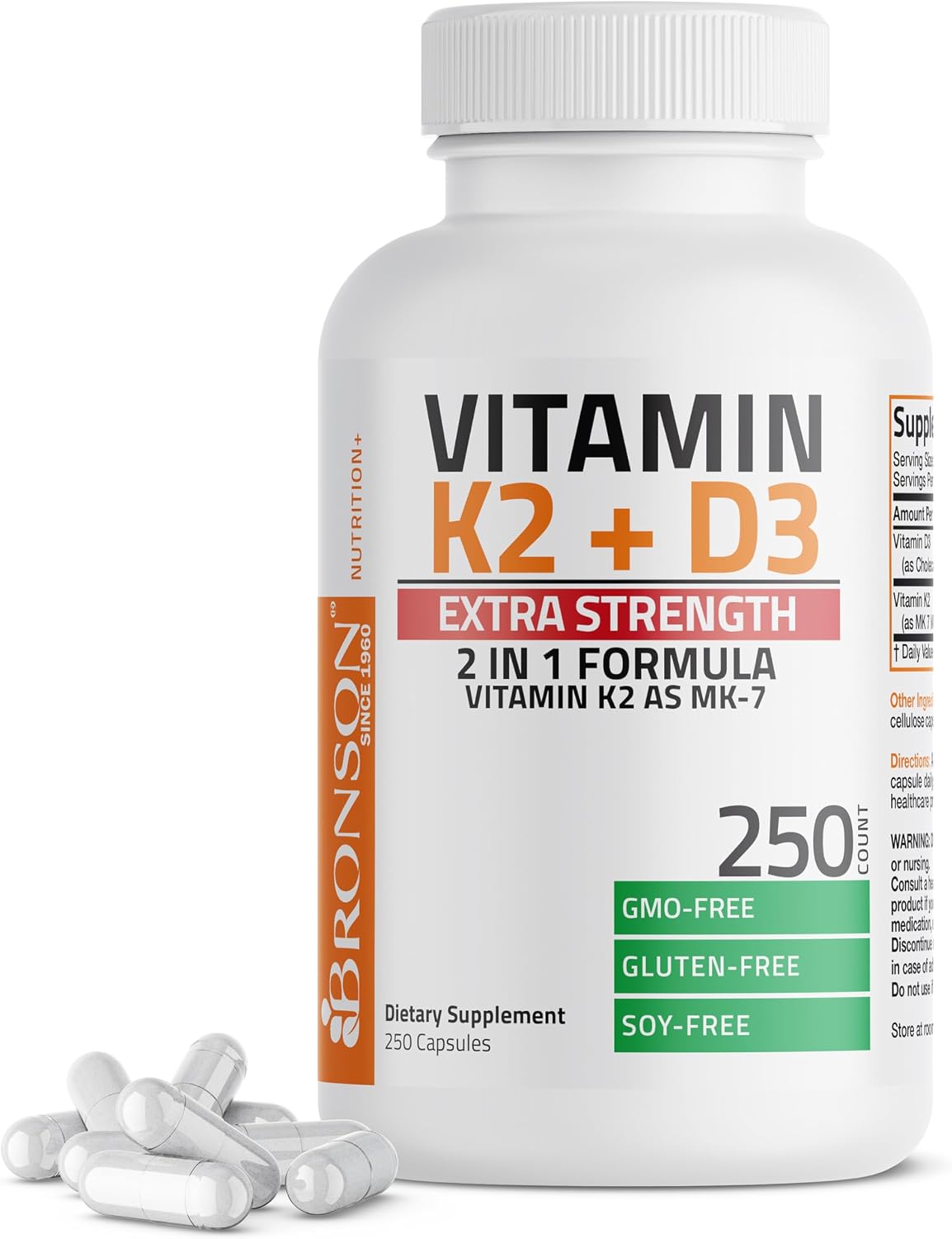 Bronson Vitamin K2 (MK-7) with D3 Extra Strength Supplement - görsel 1