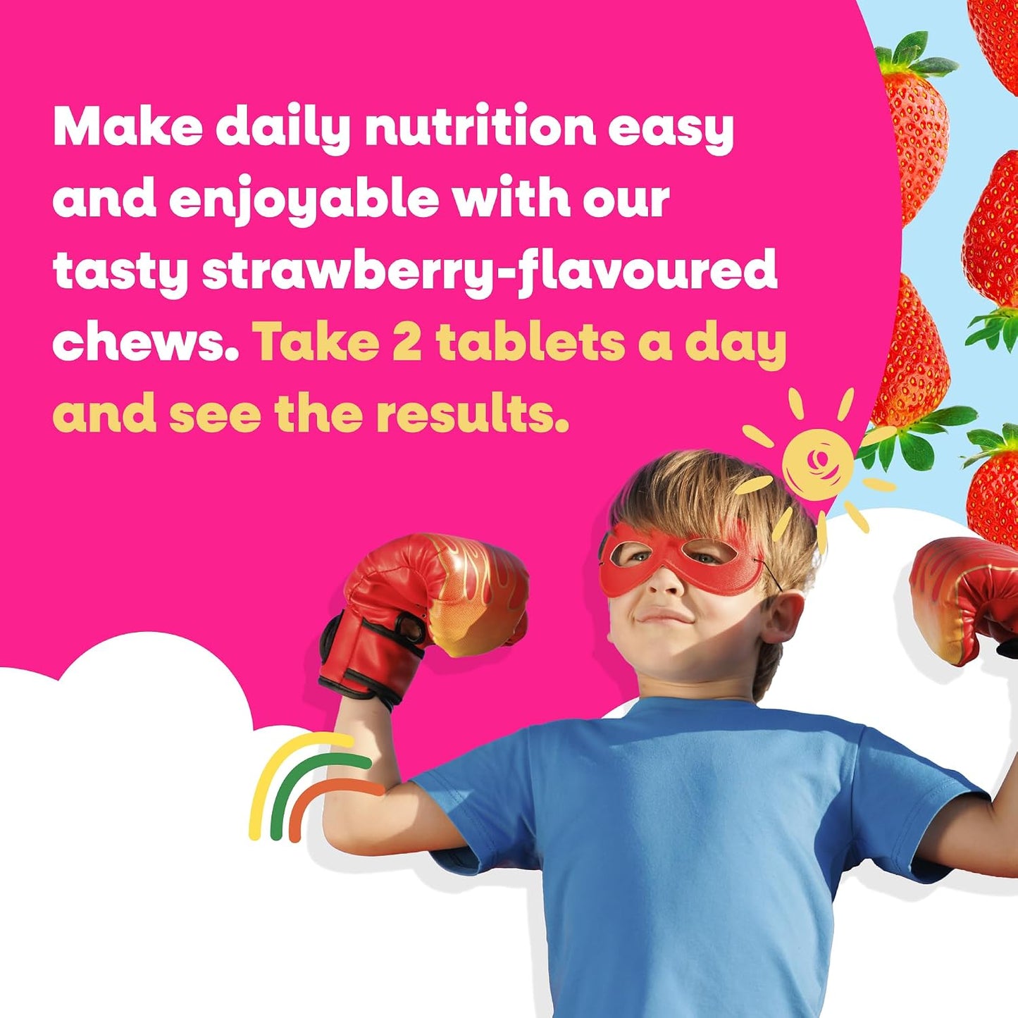 VEGETOLOGY Kids Multivitamin Food Supplement – Vegan Chewable Multivitamin for Immune Function, Energy & Growth, 18 Essential Vitamins & Minerals – 60 Tablets, Strawberry - görsel 8