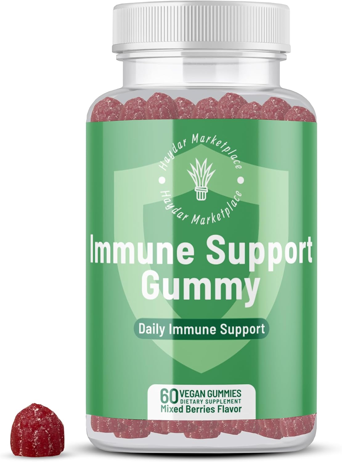 Immune Support Gummies for Adults - Vegan with Vitamins C & D, Zinc, Magnesium, Probiotics, Elderberry & Turmeric - 60 Gummies - görsel 1