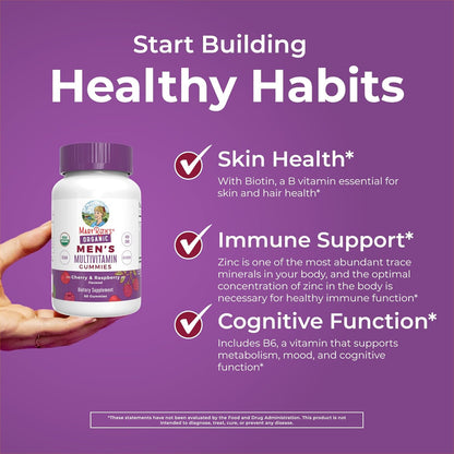 MaryRuth's Organics Men's Vitamin Gummy - USDA Organic, Vegan, Multivitamin for Immune Support, 60 Gummies