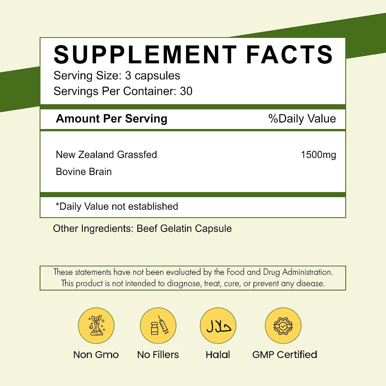 Primal Being Grass-Fed Beef Brain - 90 Capsules, 1500mg per Serving - görsel 2