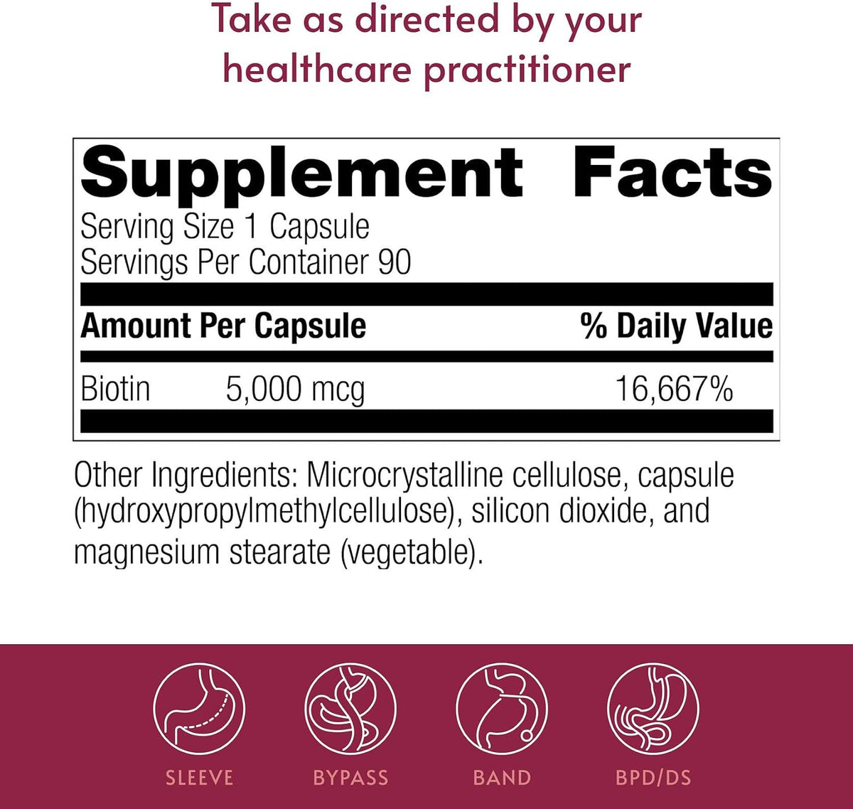 Bariatric Advantage Biotin 5,000 mcg - for Bariatric Surgery Patients - Easy-to-Digest Mini Capsules - Hair, Skin and Nails Support - 90 Count - görsel 4
