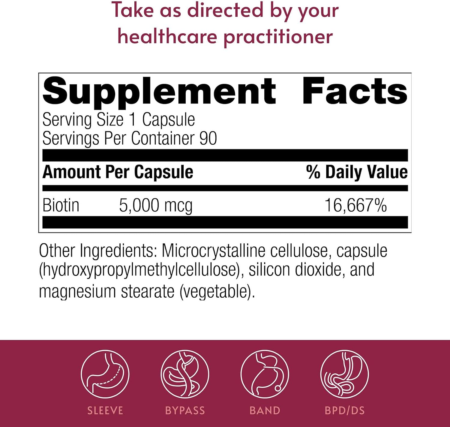 Bariatric Advantage Biotin 5,000 mcg - for Bariatric Surgery Patients - Easy-to-Digest Mini Capsules - Hair, Skin and Nails Support - 90 Count - görsel 4