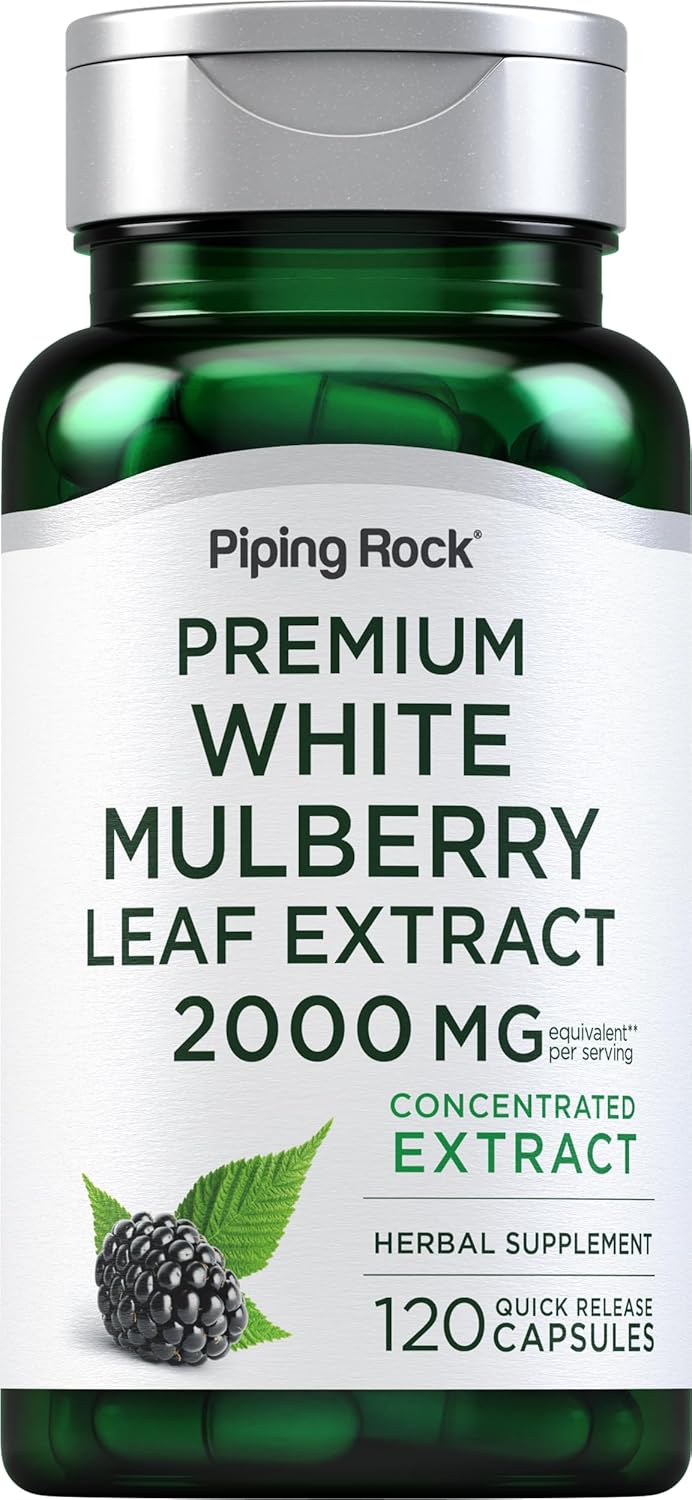 Piping Rock Mulberry Leaf Extract Capsules - 120 Count - Herbal Food Supplement - görsel 1