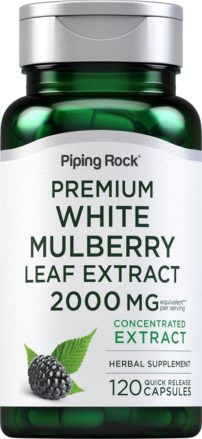 Piping Rock Mulberry Leaf Extract Capsules - 120 Count - Herbal Food Supplement