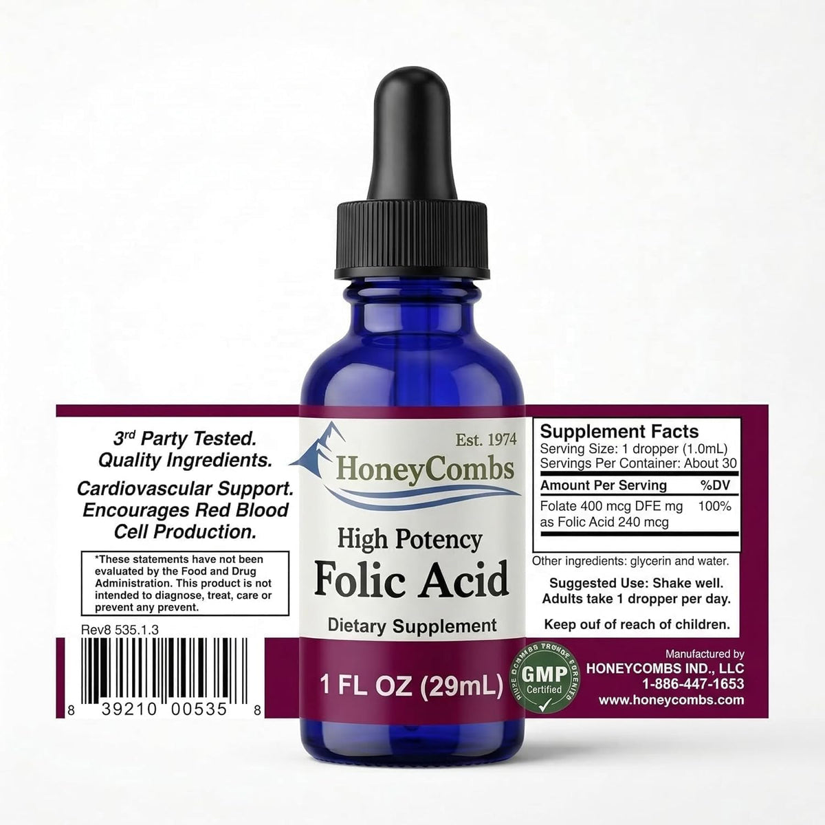 Vitamin B9 (Folic Acid) Liquid Drops – Alcohol-Free, Vegan, Gluten-Free - görsel 1