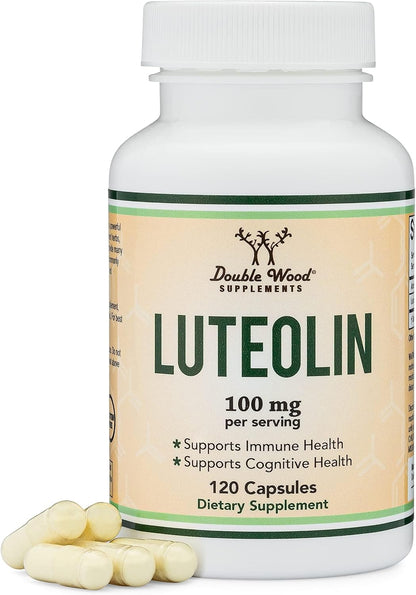 Double Wood Luteolin Supplement – 100mg per Serving, 120 Capsules, Gluten-free