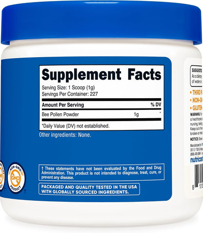 Nutricost Bee Pollen Powder (227 g, Unflavoured) - Gluten-free, Non-GMO