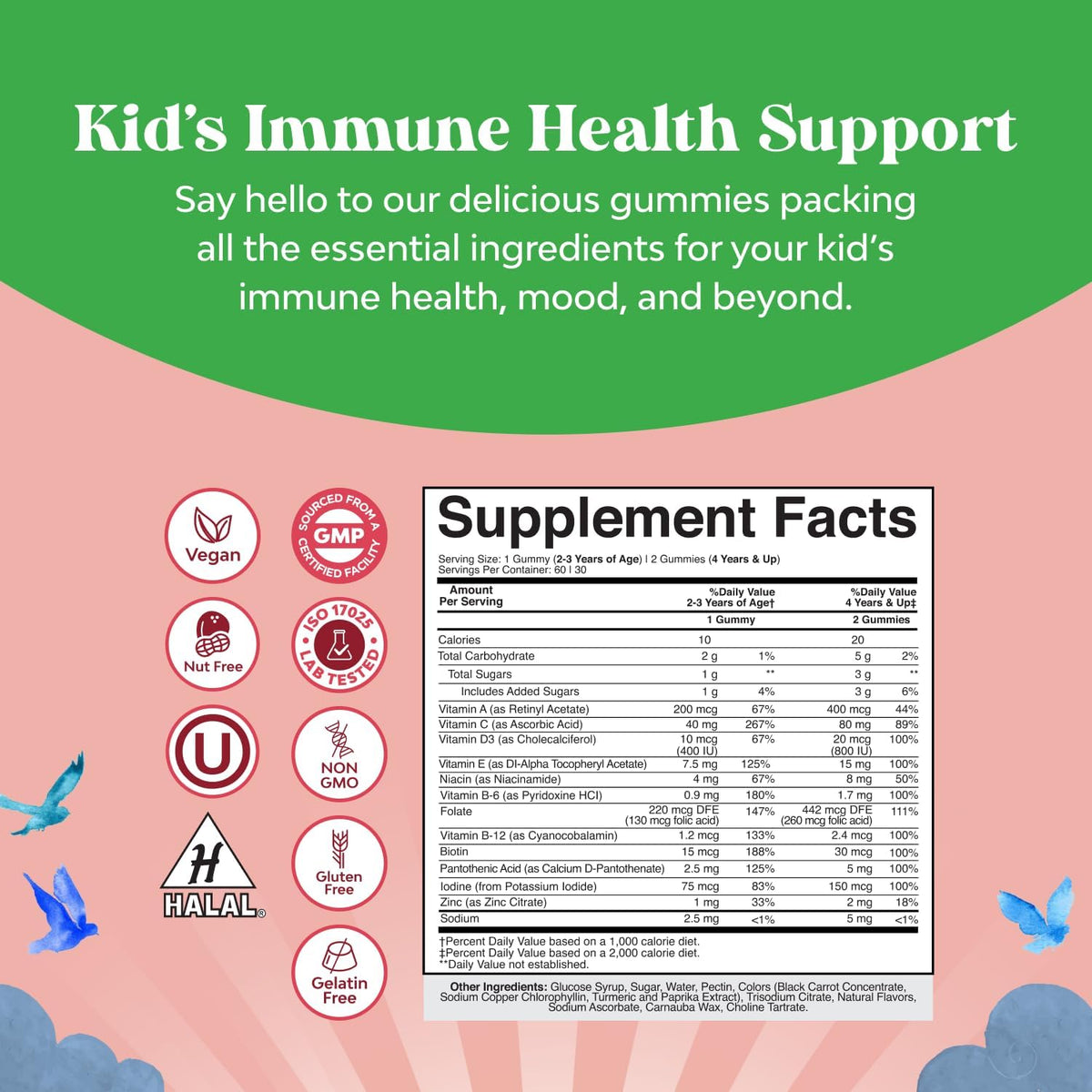 Natures Craft Kids Multivitamin Gummies – Chewable Immune Support with Vitamins A, C, D3, E, B6, B12, Zinc & Iodine – 60 Gummies - görsel 8