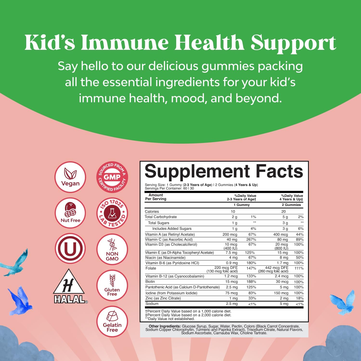 Natures Craft Kids Multivitamin Gummies – Chewable Immune Support with Vitamins A, C, D3, E, B6, B12, Zinc & Iodine – 60 Gummies - görsel 8
