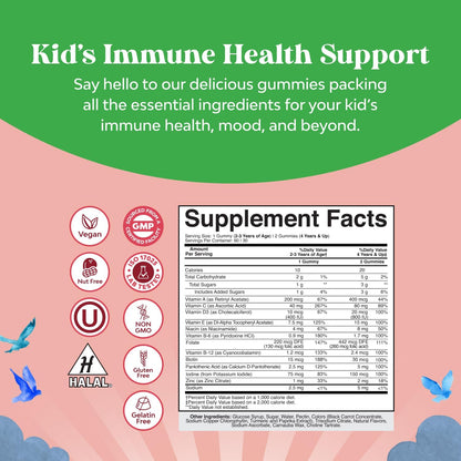 Natures Craft Kids Multivitamin Gummies – Chewable Immune Support with Vitamins A, C, D3, E, B6, B12, Zinc & Iodine – 60 Gummies