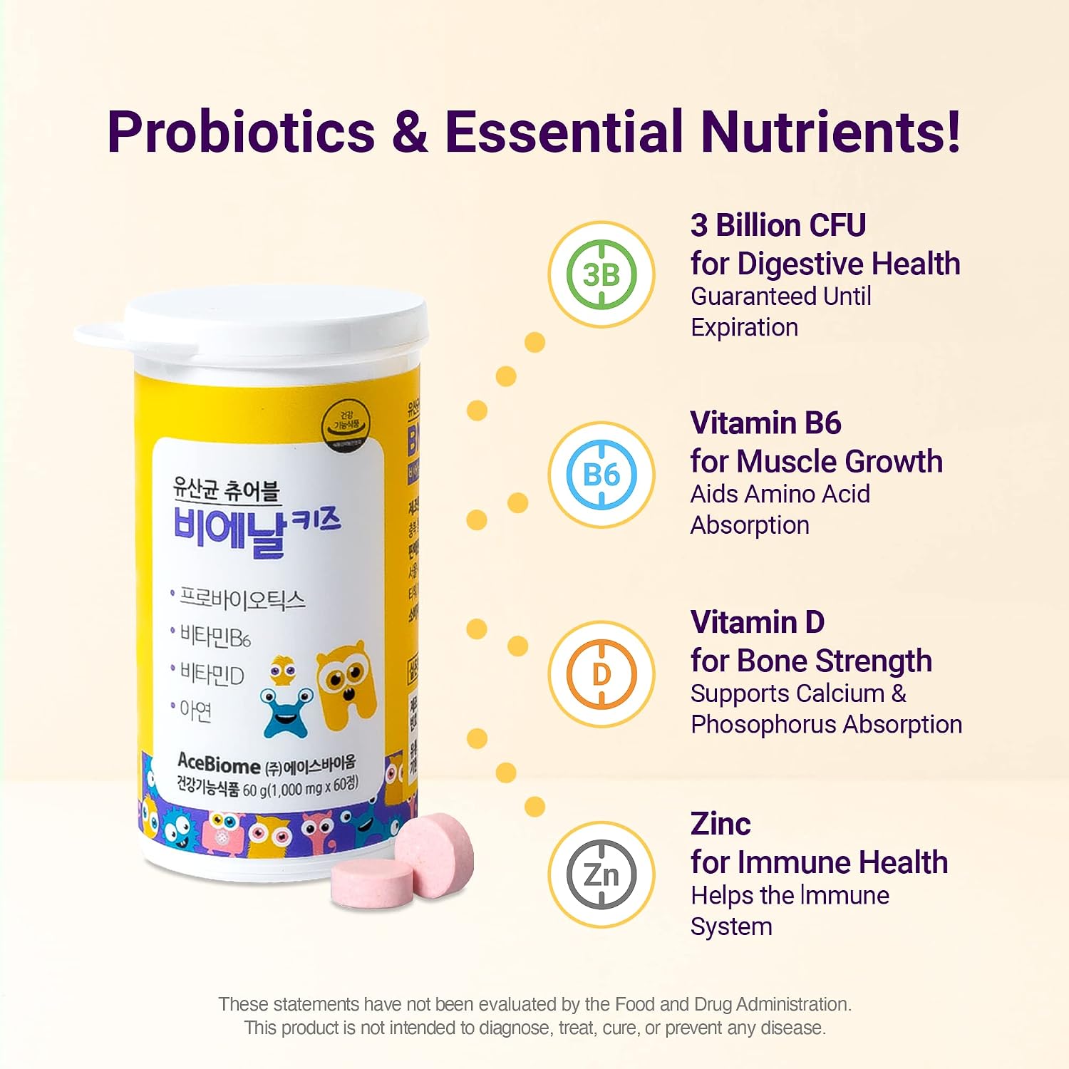 BNR Kids Probiotic – Berry Flavoured Chewable Tablets (180 Tablets) - görsel 4